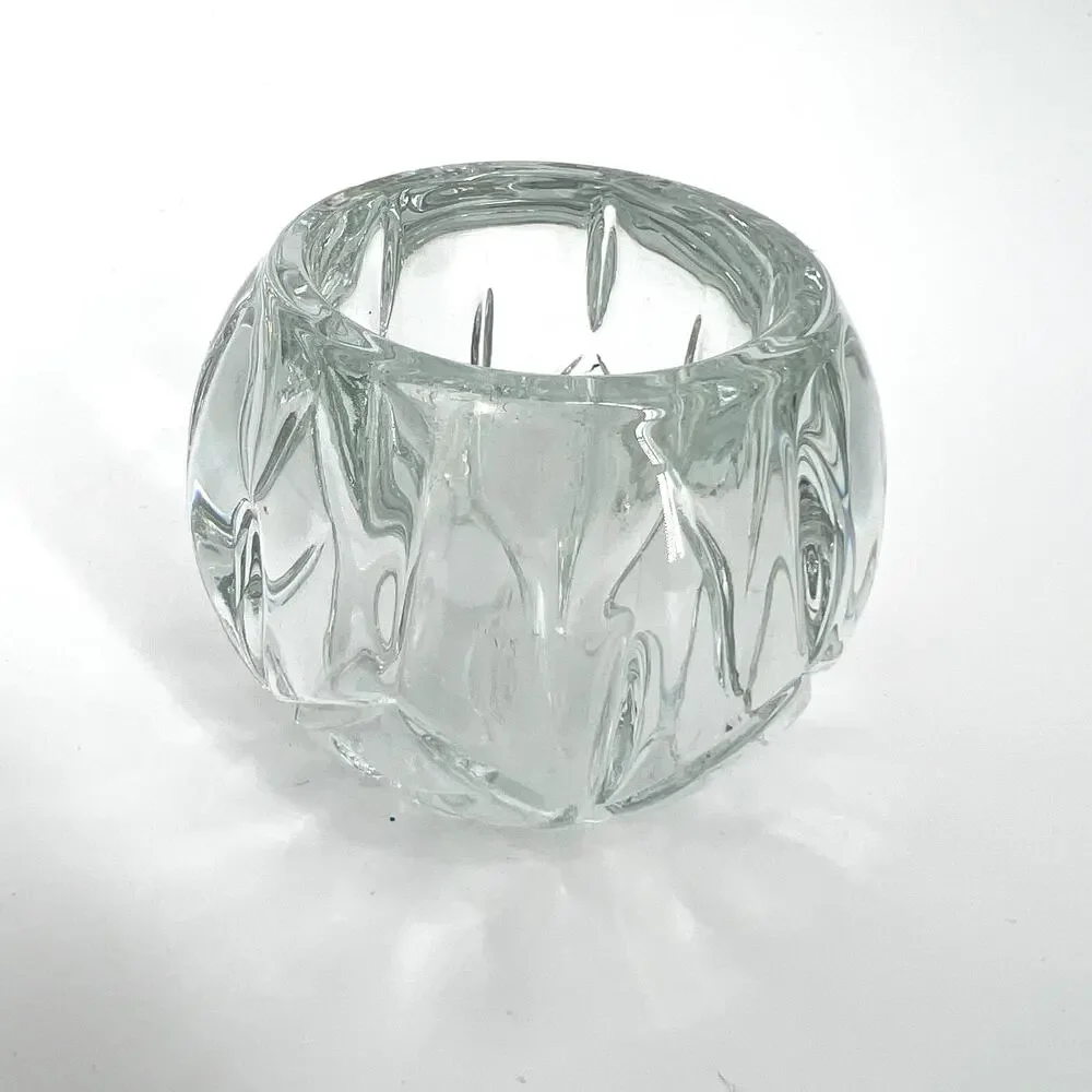 Vintage 70s Homeco USA Small Votive Holder Crystal Cut Glass 3